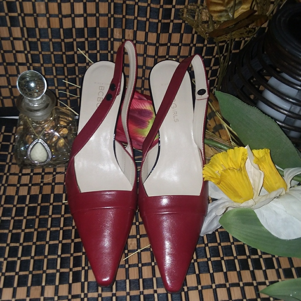 Cherry Red  "BCBGirls" Slingback Heels.